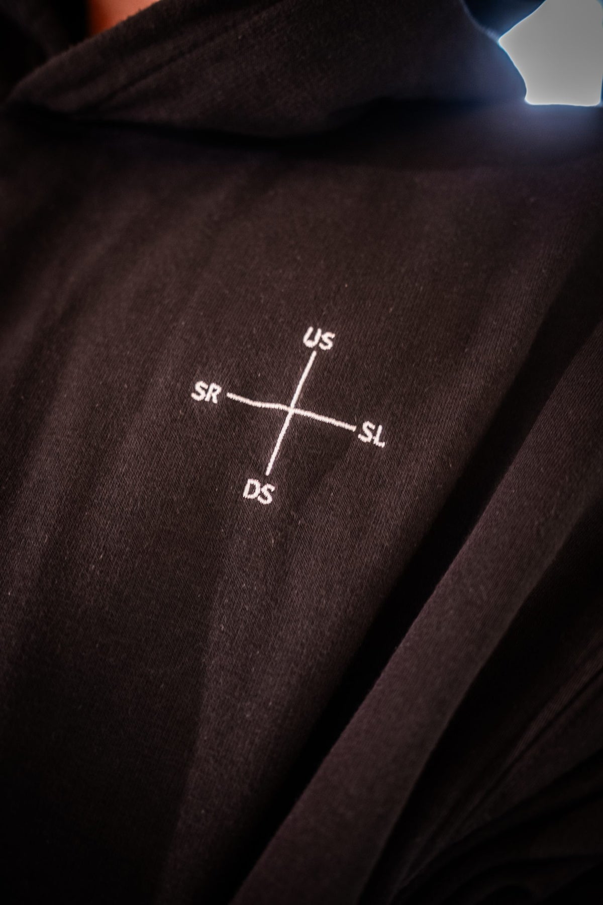 Gesticktes SL/SR-Fadenkreuz auf der Brust – Detail