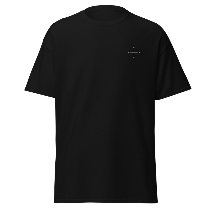 SL/SR Shirt in Schwarz mit SL/SR-Fadenkreuz – Frontansicht